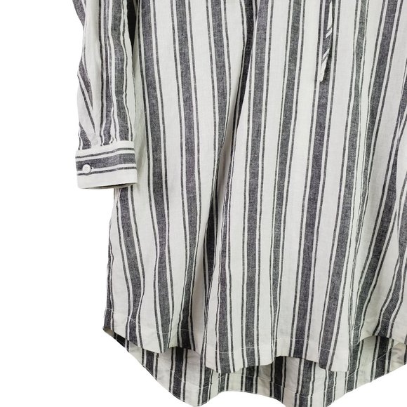 Sanctuary Staycation Twilight Hi-Low Vertical Stripe Pocket Linen Blend Dress, M - Picture 6 of 12